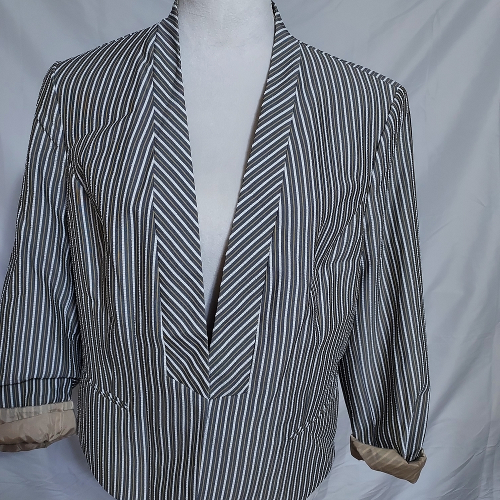 Black Label Striped Blazer with Tan Accents